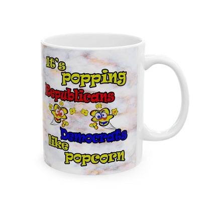 popping like popcorn - White Mug (white marble)