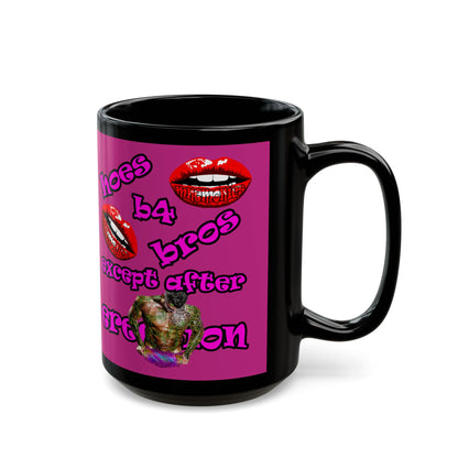 hoes b4 bros - Black Mug (pink)