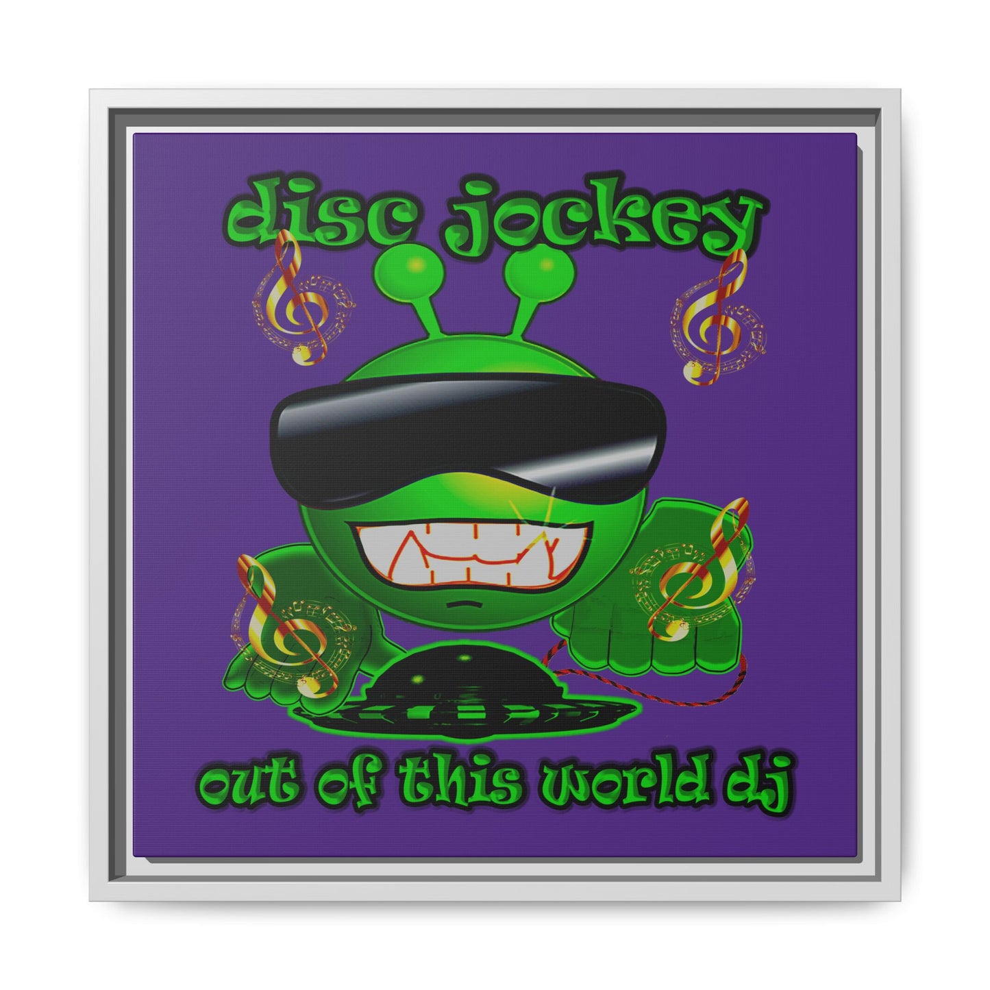 disc jockey - framed canvas art (purple)