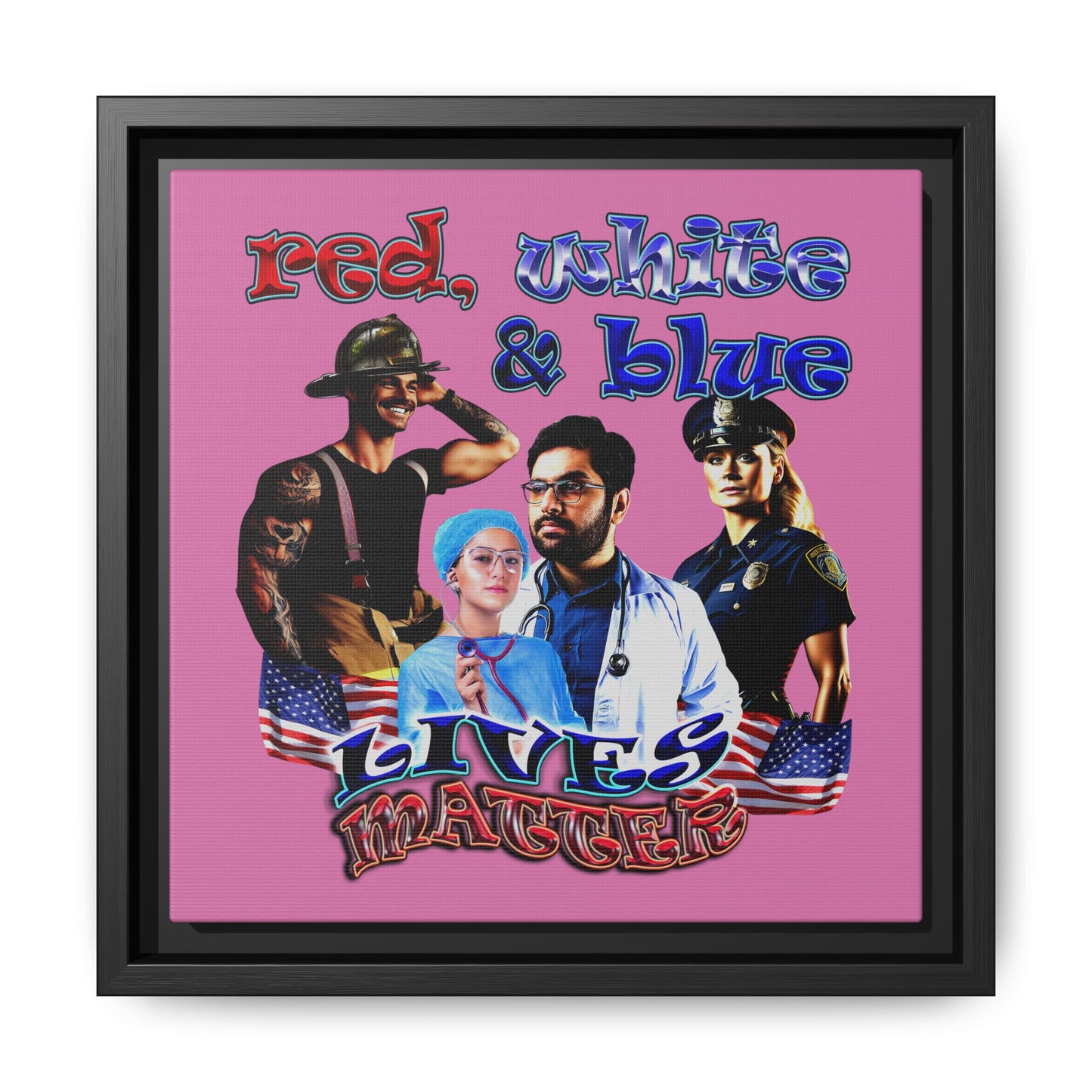 rw&b lives matter - framed canvas art (light pink)