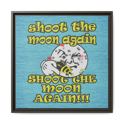 shoot the moon again - framed canvas art (faded blue)