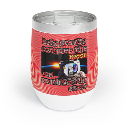 defy conquer reach - Chill Wine Tumbler (yellow-orange wave)
