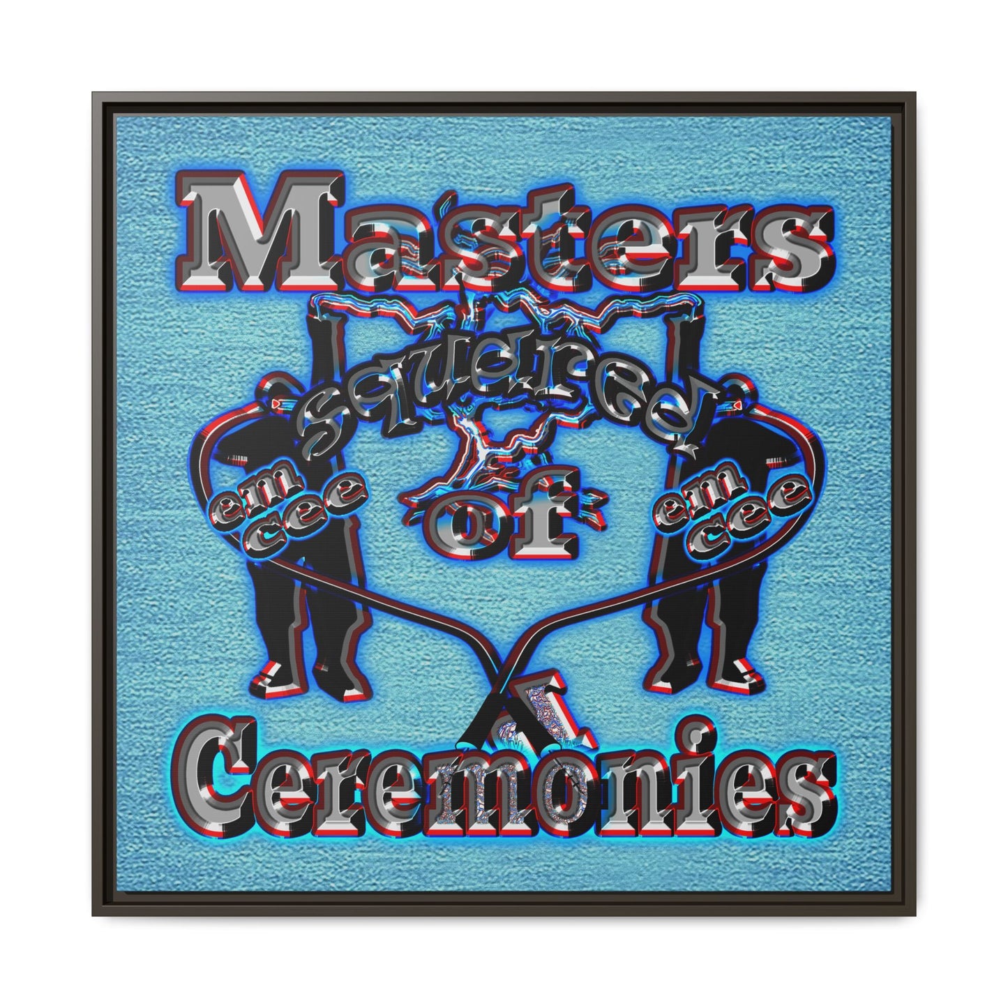 em cee squared - framed canvas art (faded blue)