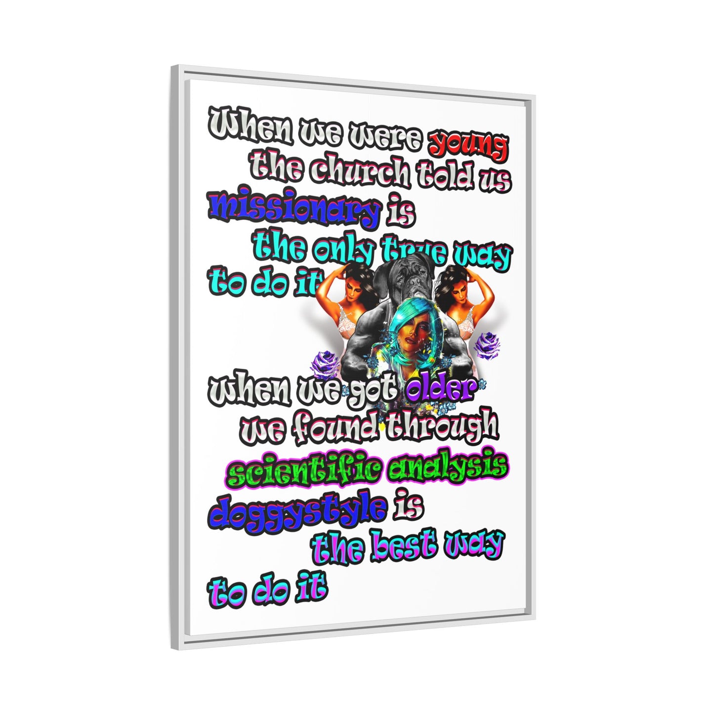 doggystyle - framed canvas art (white)