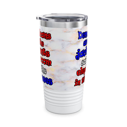 donkeys and elephants - Ringneck Tumbler, 20oz (white marble)