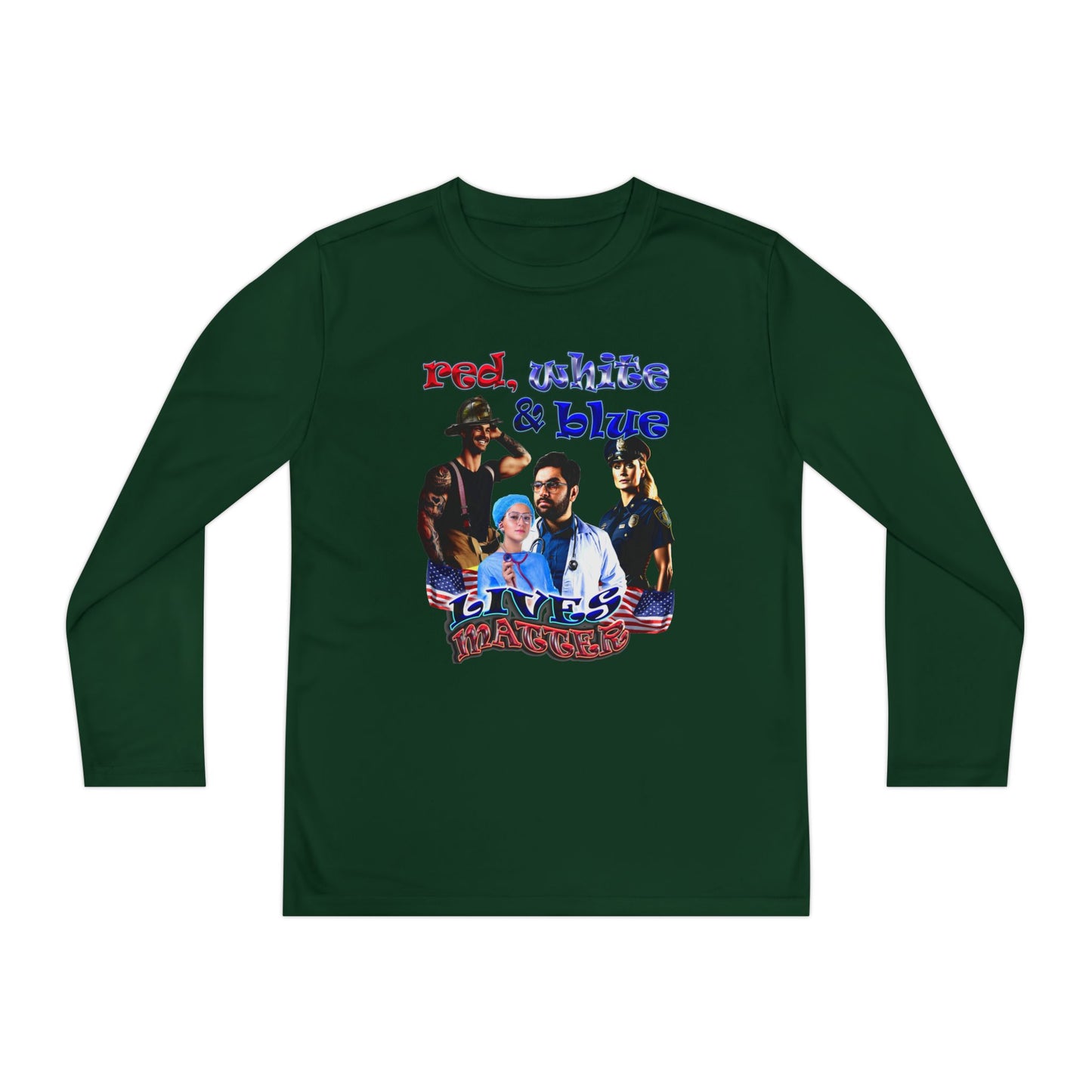 rw&b lives matter - Youth Long Sleeve Competitor Tee