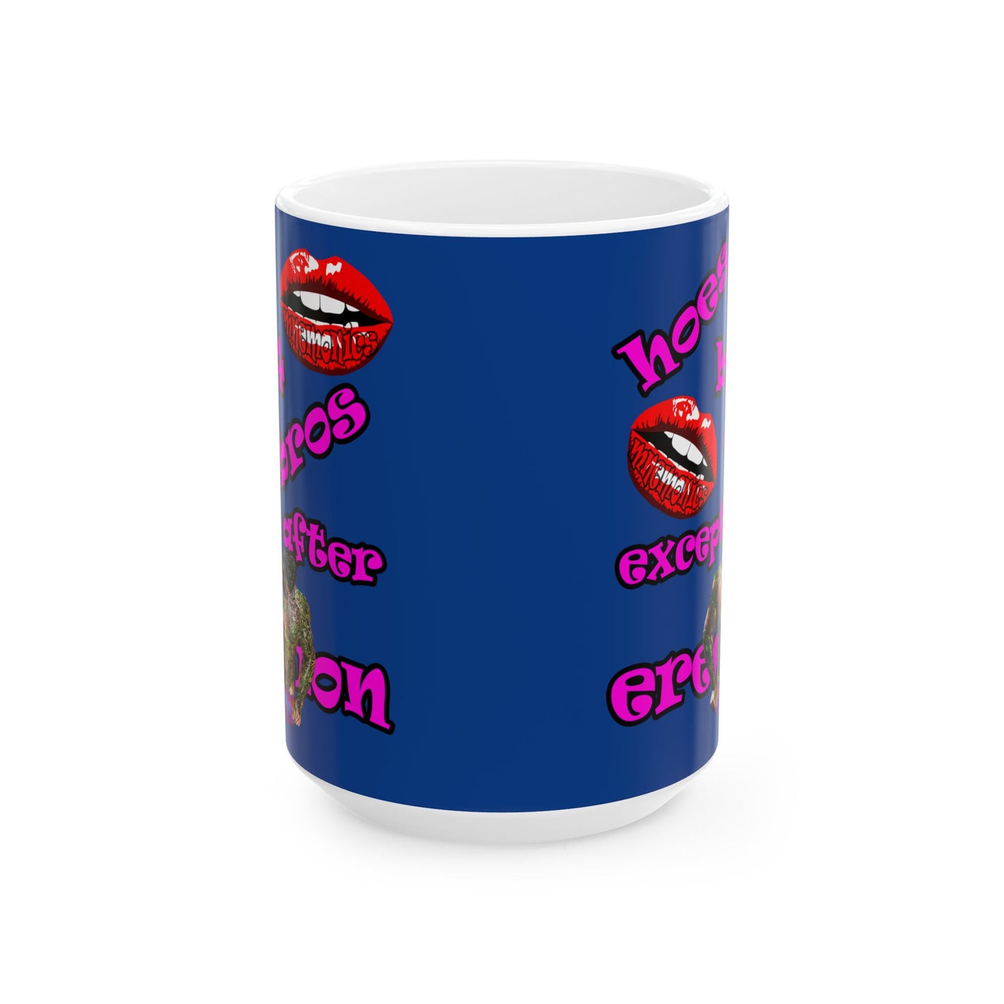 hoes b4 bros - White Mug (dark blue)