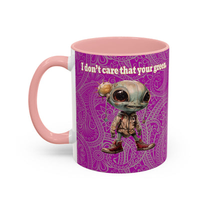 I don't care that your grey - Accent Mug (pink swirl)