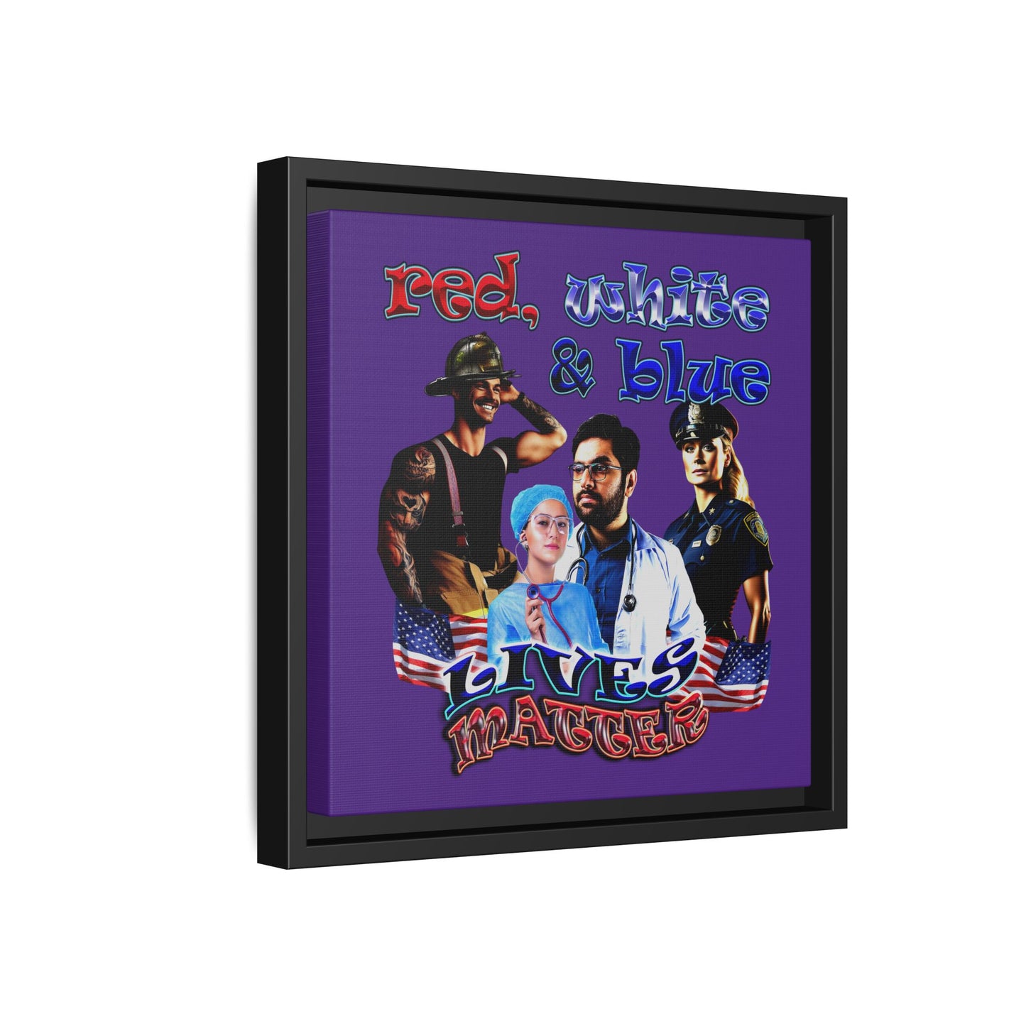 rw&b lives matter - framed canvas art (purple)