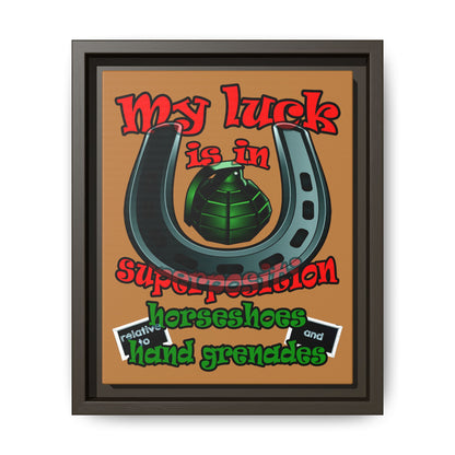 my luck - framed canvas art (light brown)