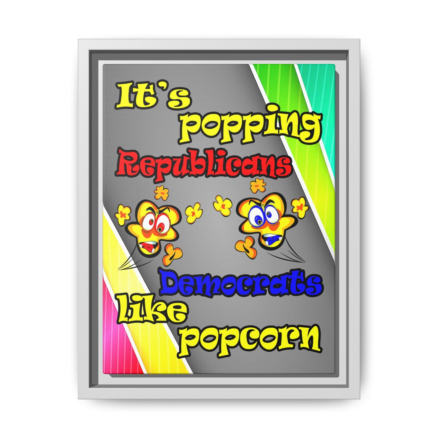 popping like popcorn - framed canvas art (rainbow split)