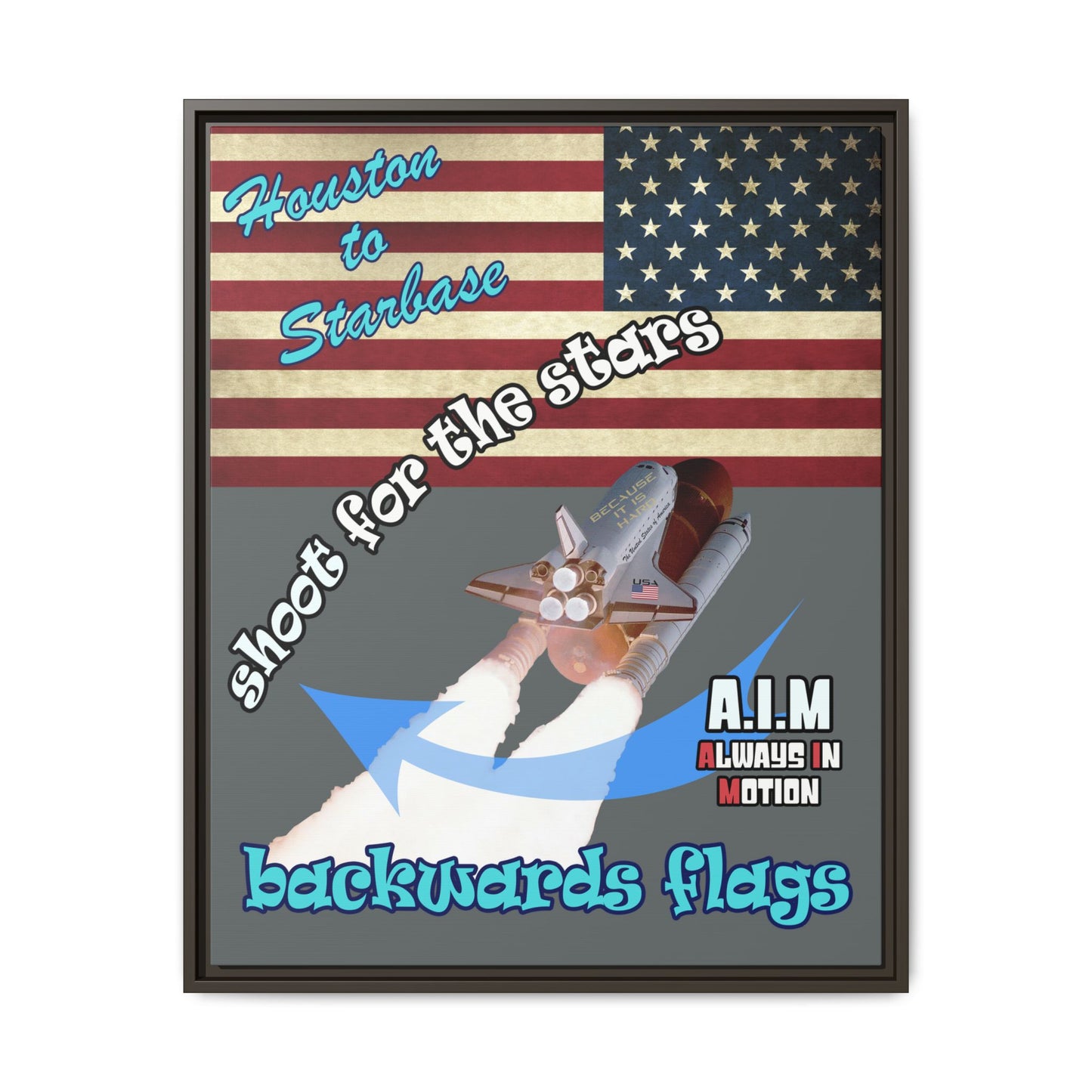 shoot for the stars - framed canvas art (dark grey)