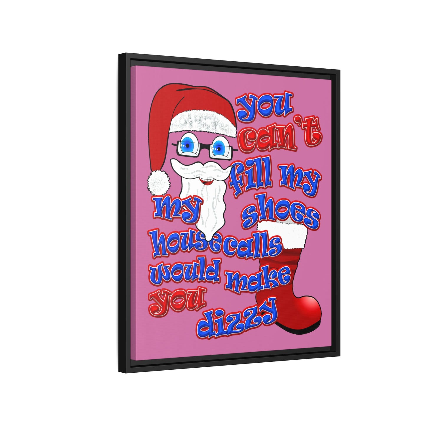 santa's shoes - framed canvas art (light pink)