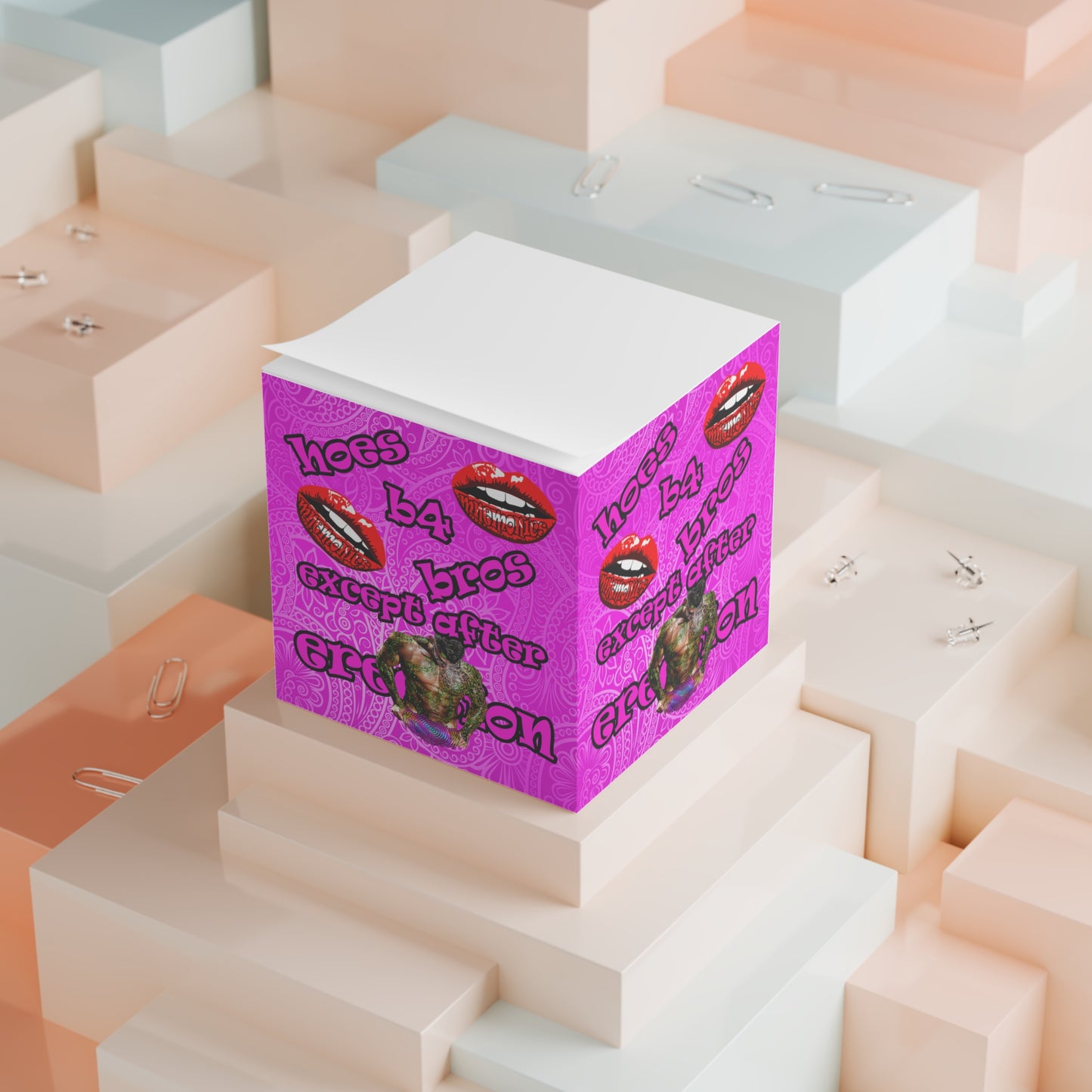 hoes b4 bros - note cube (pink swirl)
