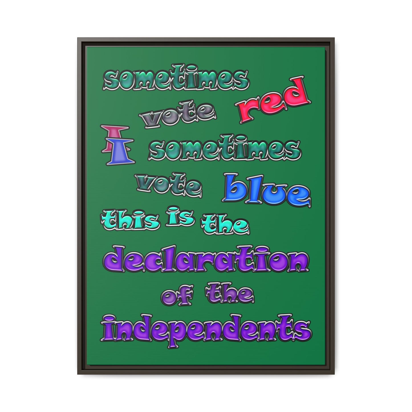 declaration of the independents - framed canvas art (dark green)