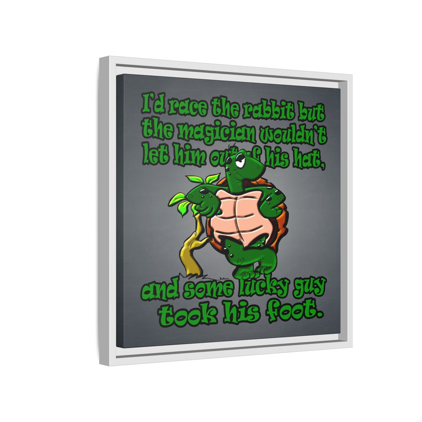 turtle race - framed canvas art (grey-light grey)