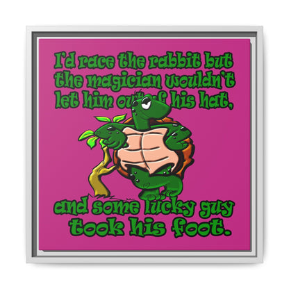 turtle race - framed canvas art (pink)