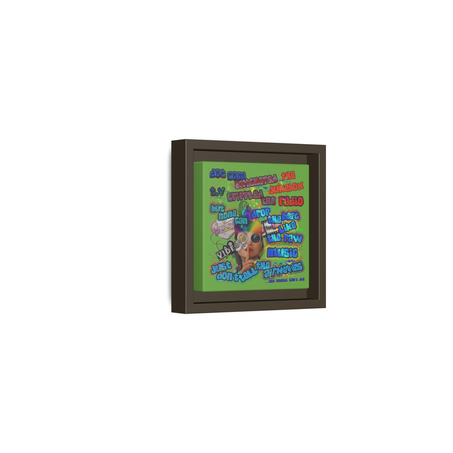 drop the beat - framed canvas art (green)