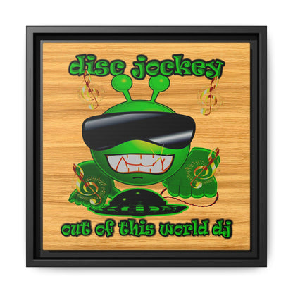 disc jockey - framed canvas art (butterscotch wood finish)