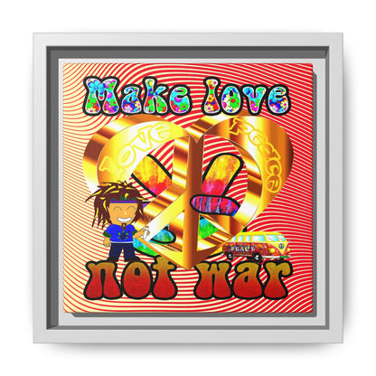 love peace - framed canvas art (yellow-orange wave)