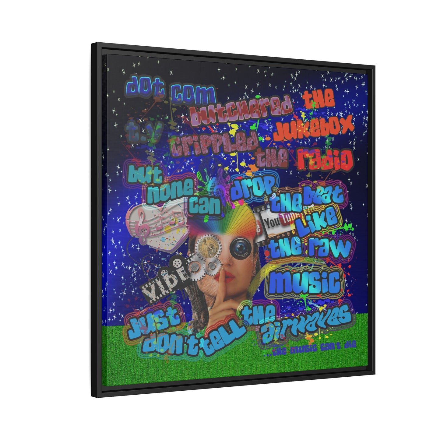 drop the beat - framed canvas art ('snoops' background)