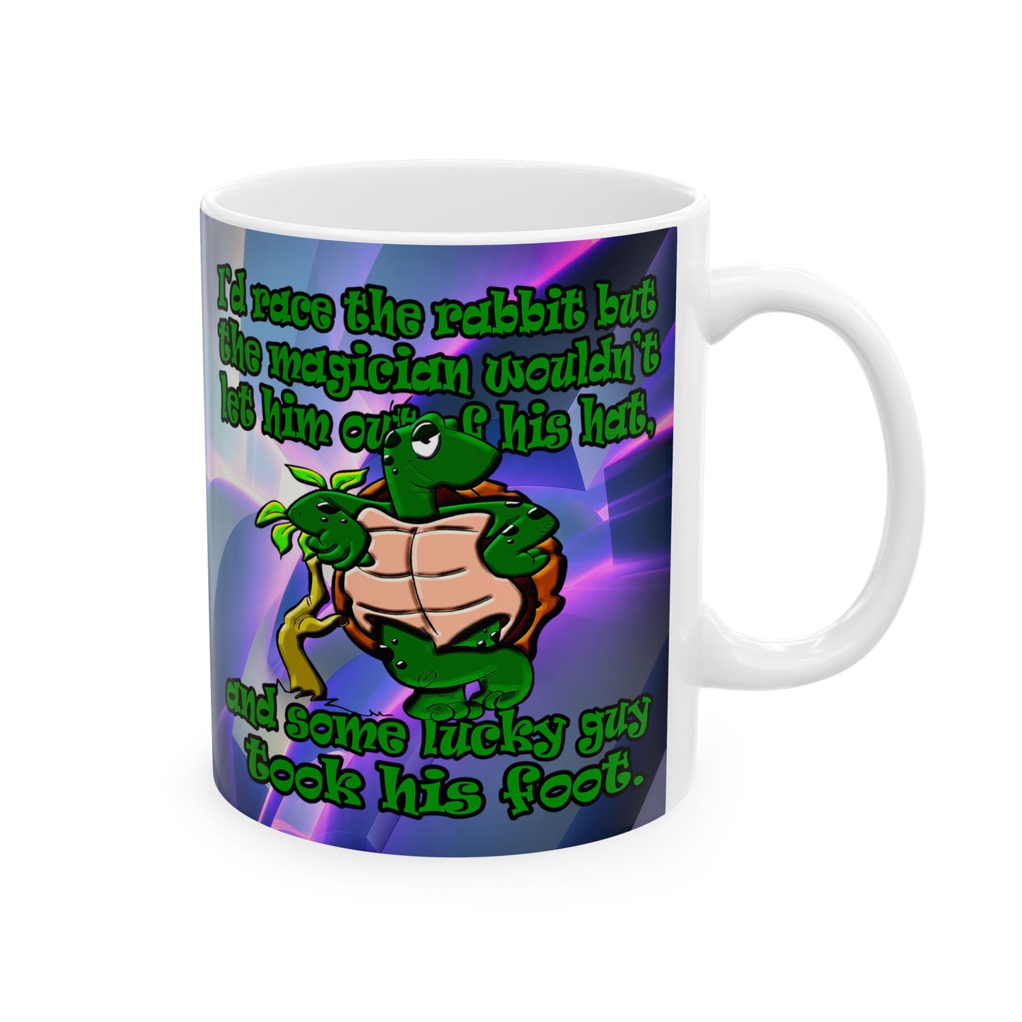 turtle race - White Mug (grey-pink wave)