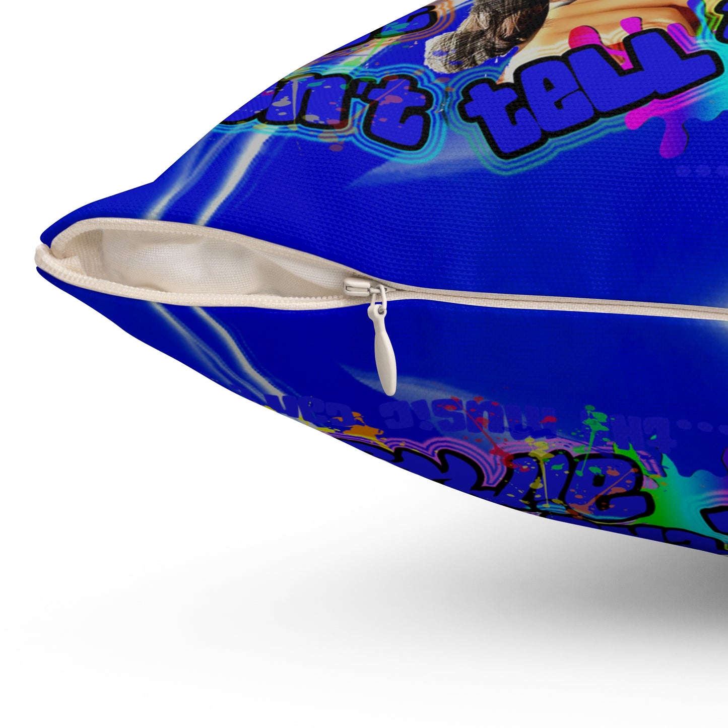 drop the beat - Spun Polyester Square Pillow - (blue-white wave)