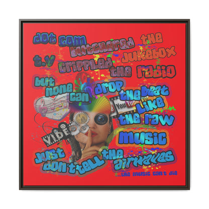 drop the beat - framed canvas art (red)