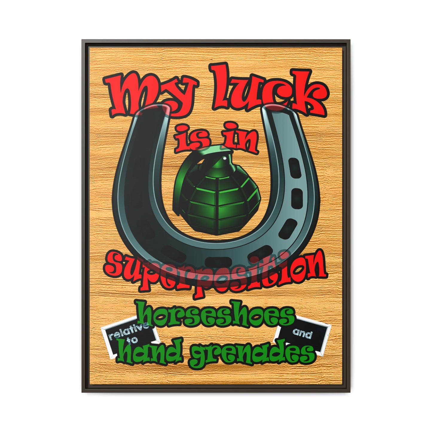 my luck - framed canvas art (butterscotch wood finish)