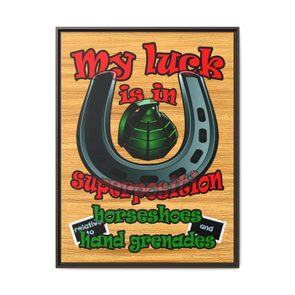 my luck - framed canvas art (butterscotch wood finish)