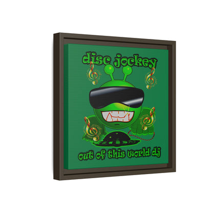disc jockey - framed canvas art (dark green)
