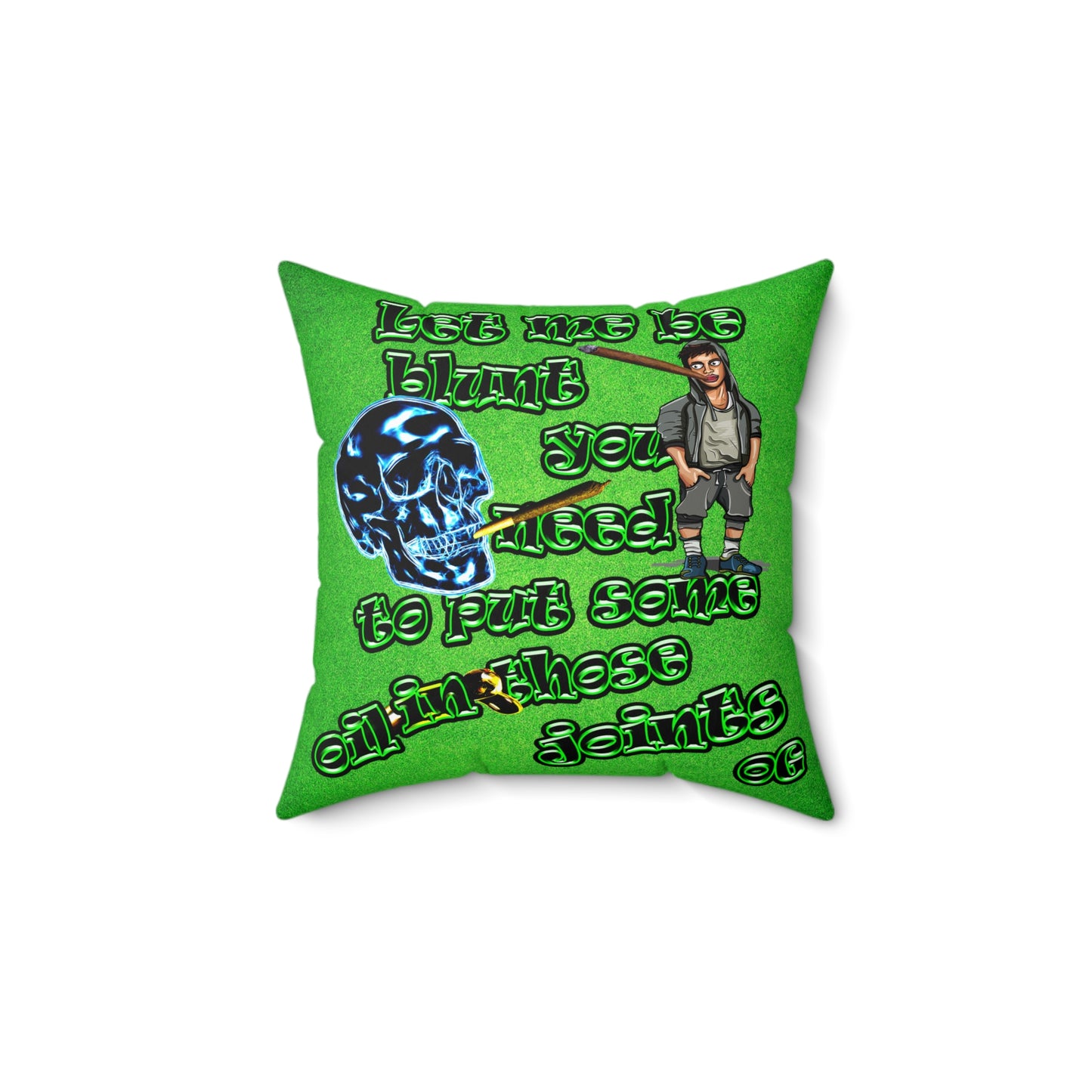 og - Spun Polyester Square Pillow - (green turf)
