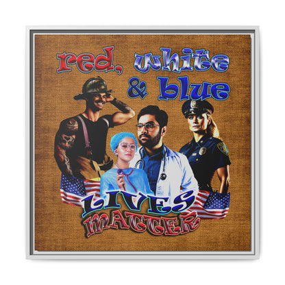 rw&b lives matter - framed canvas art (brown papyrus)