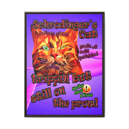 schrodinger's cat - framed canvas art (purple-pink wave)