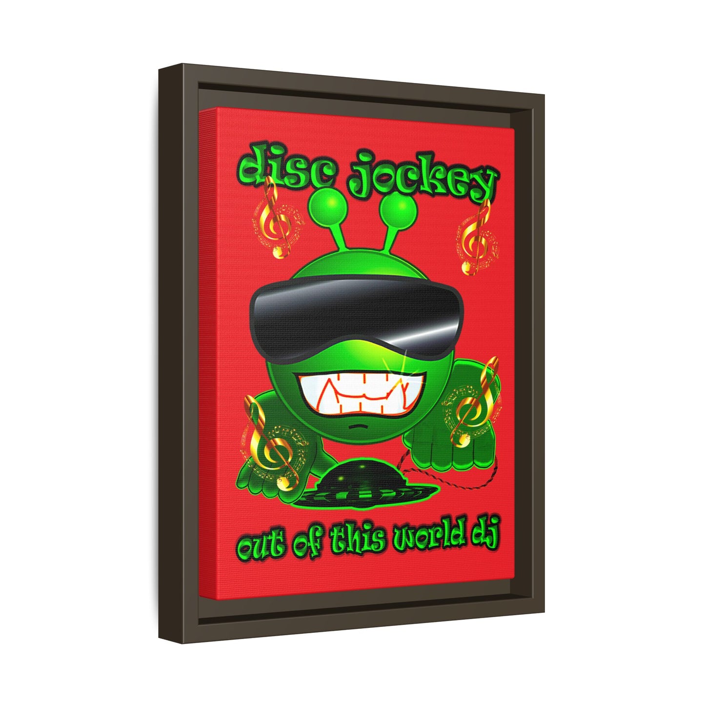 disc jockey - framed canvas art (red)