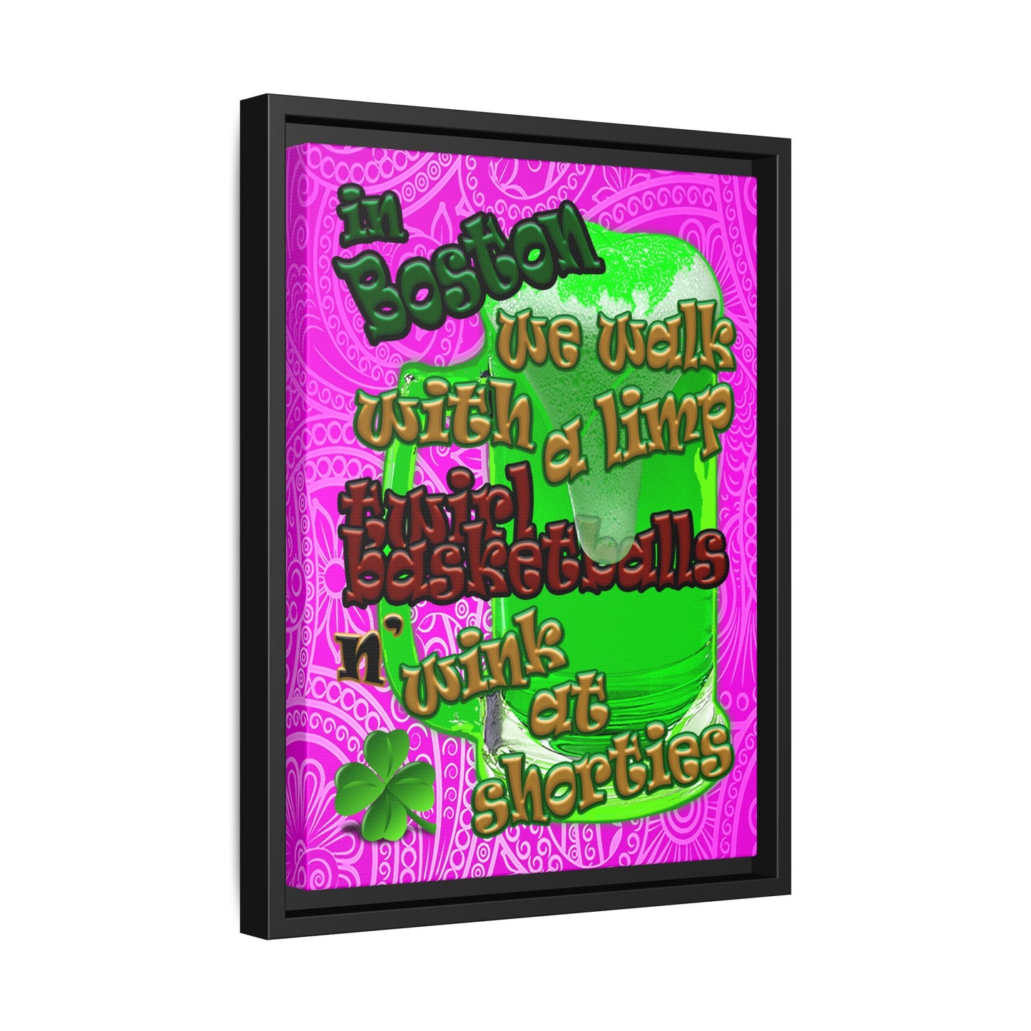 celtics logo - framed canvas art (pink swirl)