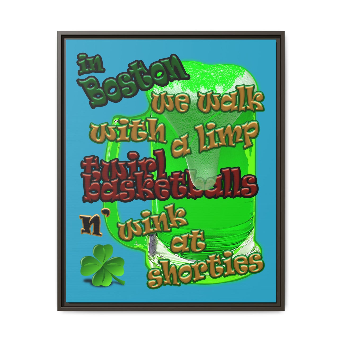 celtics logo - framed canvas art (turquoise)