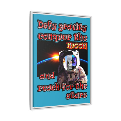 defy conquer reach - framed canvas art (turquoise)