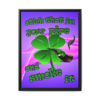 stick that in your pipe and smoke it - framed canvas art (purple-pink wave)