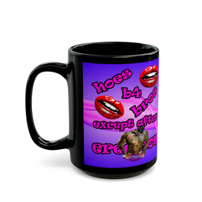 hoes b4 bros - Black Mug (purple-pink wave)