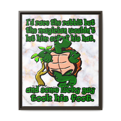 turtle race - framed canvas art (white marble)