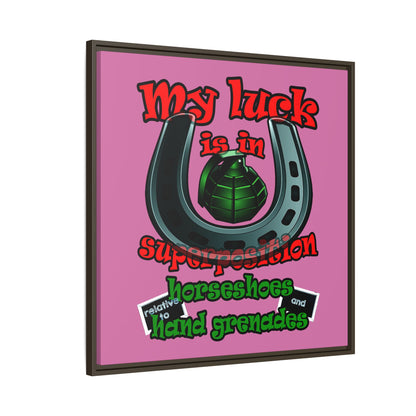 my luck - framed canvas art (light pink)