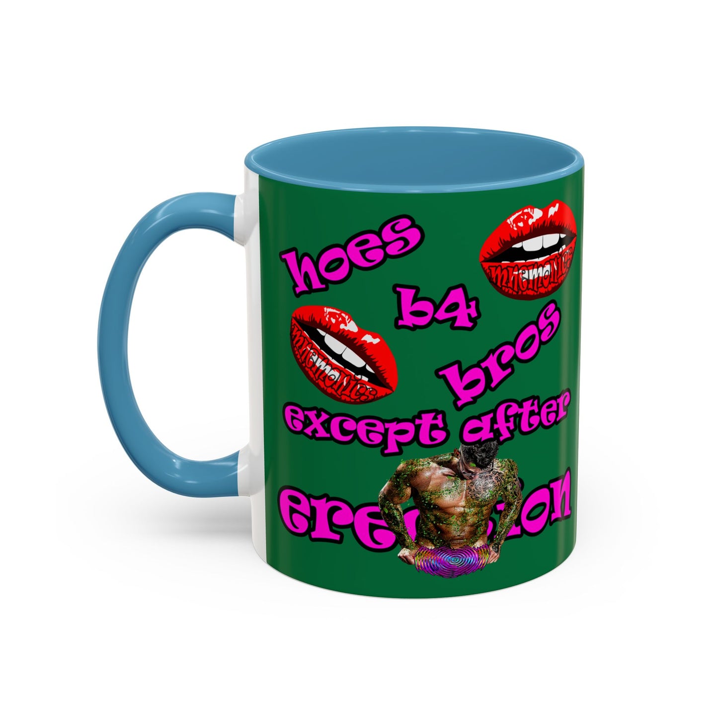 hoes b4 bros - Accent Mug (dark green)