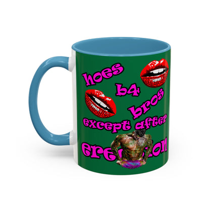 hoes b4 bros - Accent Mug (dark green)