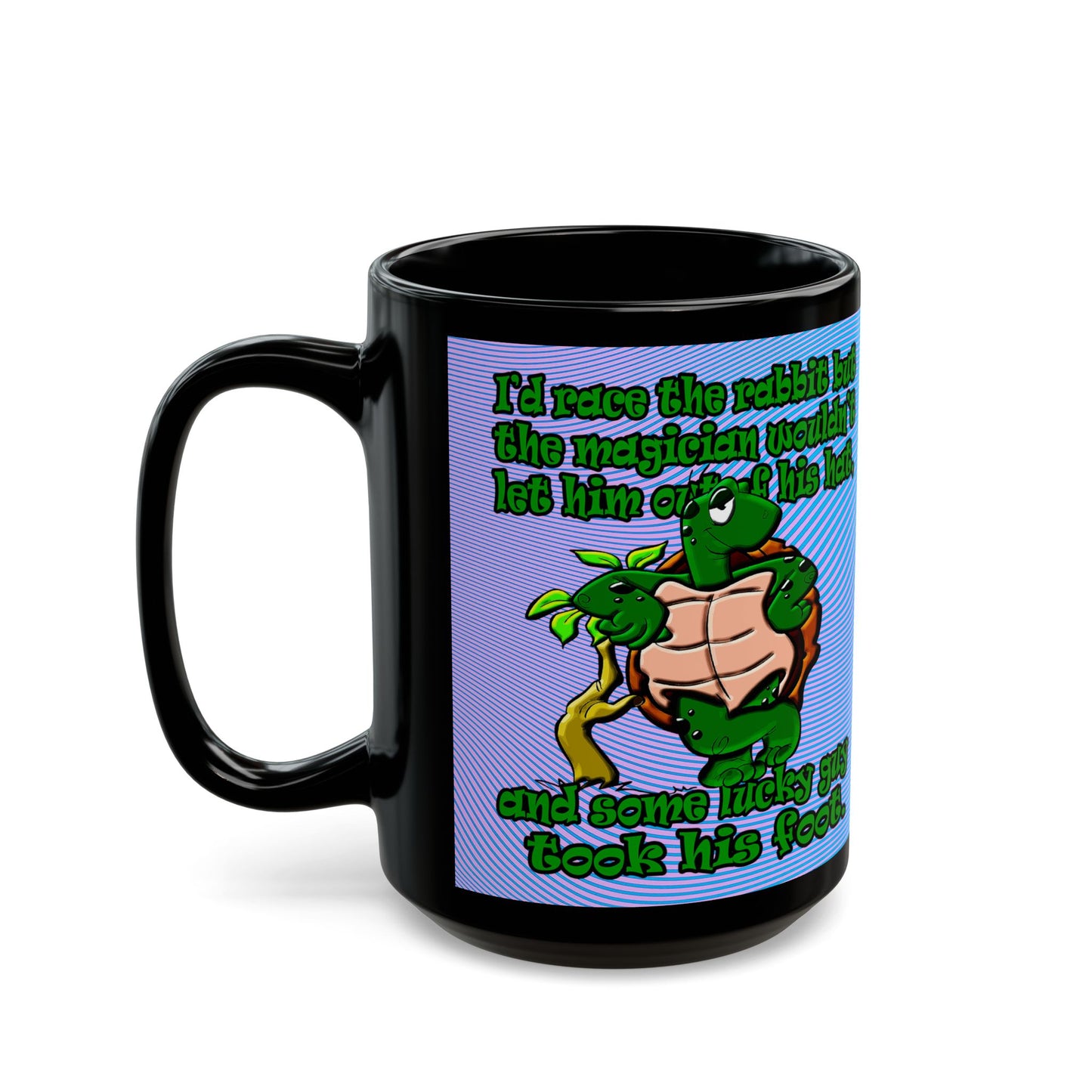 turtle race - Black Mug (light blue-purple wave)