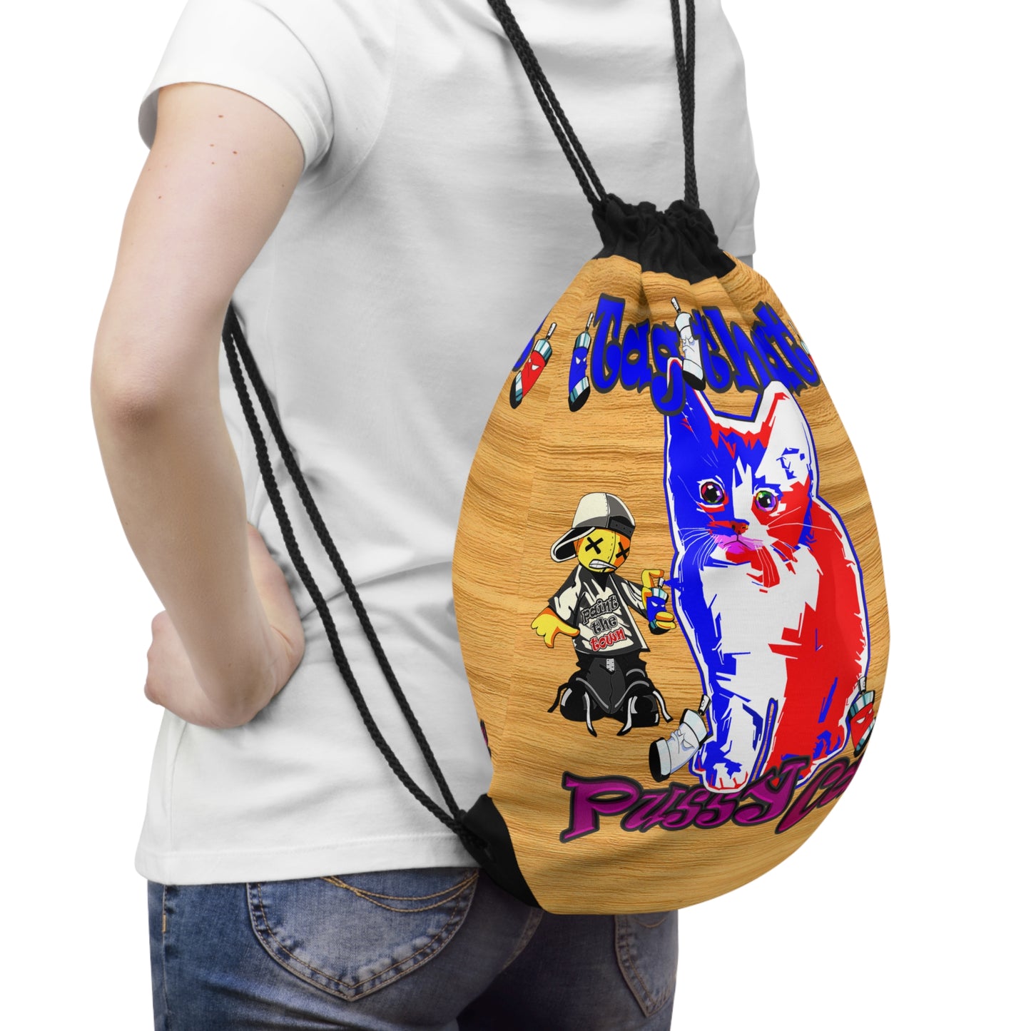 tag that - Drawstring Bag (butterscotch wood finish)