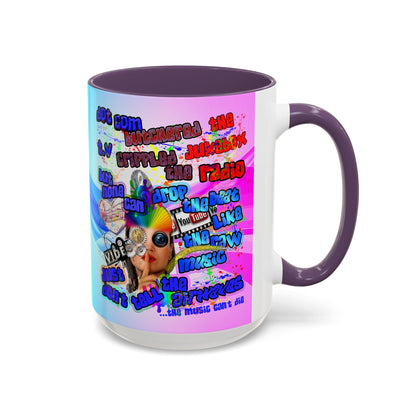 drop the beat - Accent Mug (light blue-pink wave)