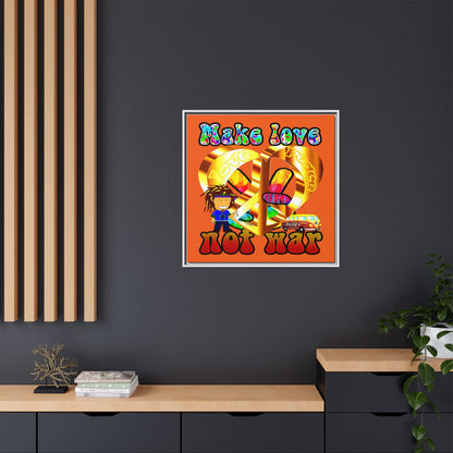 love peace - framed canvas art (orange)
