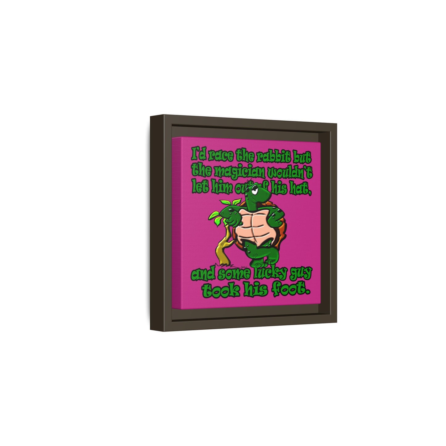 turtle race - framed canvas art (pink)