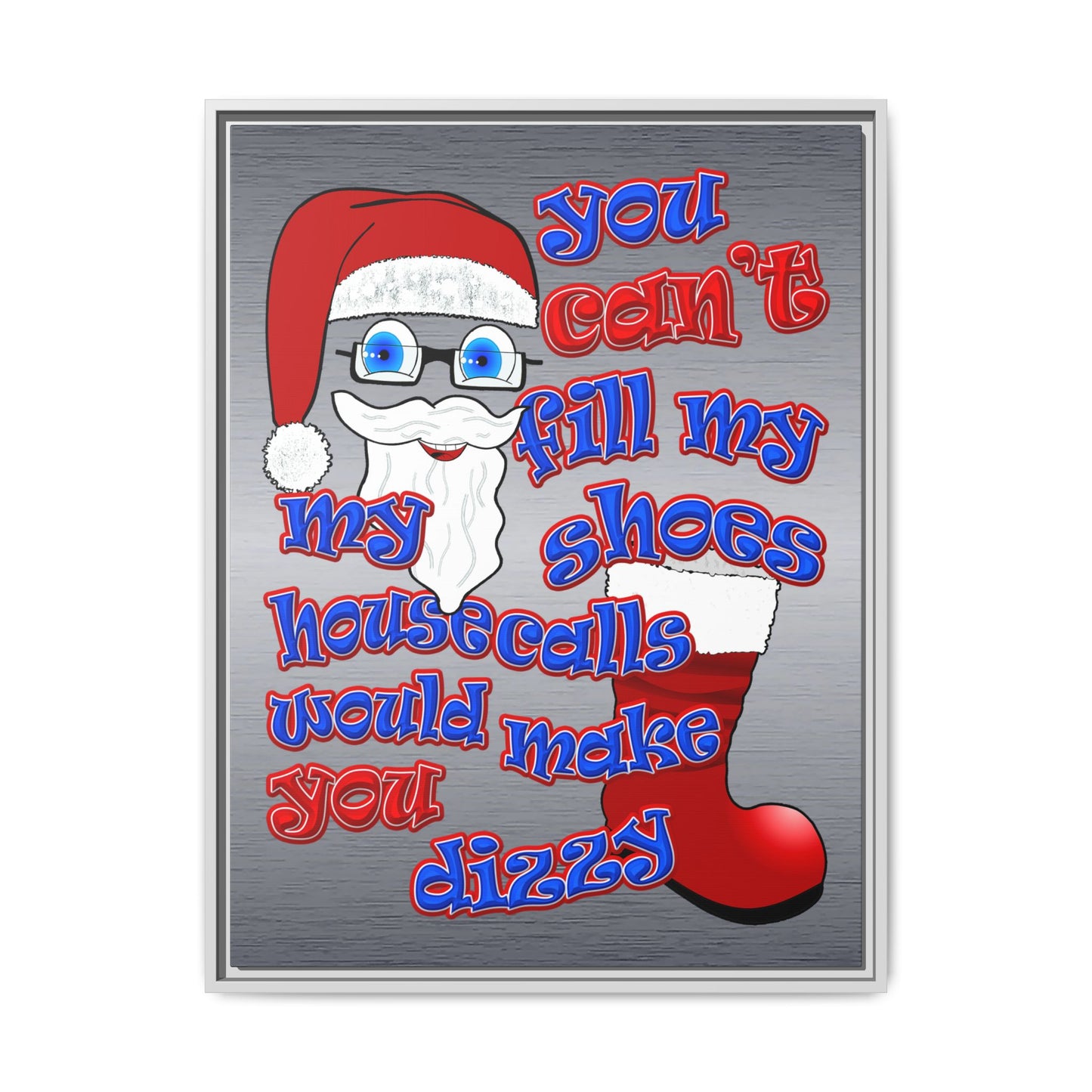 santa's shoes - framed canvas art (brushed nickel)